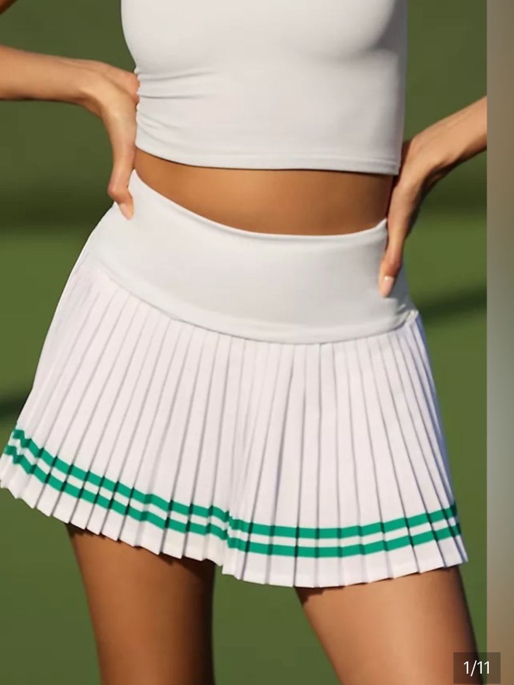 BEACH RIOT Gloria Pleated golf Mini Skirt White Green Size small